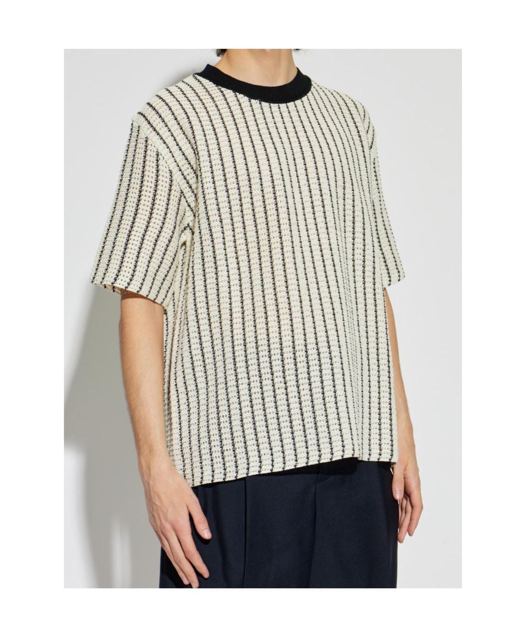 Jil Sander White Embellished Crochet T-Shirt for men