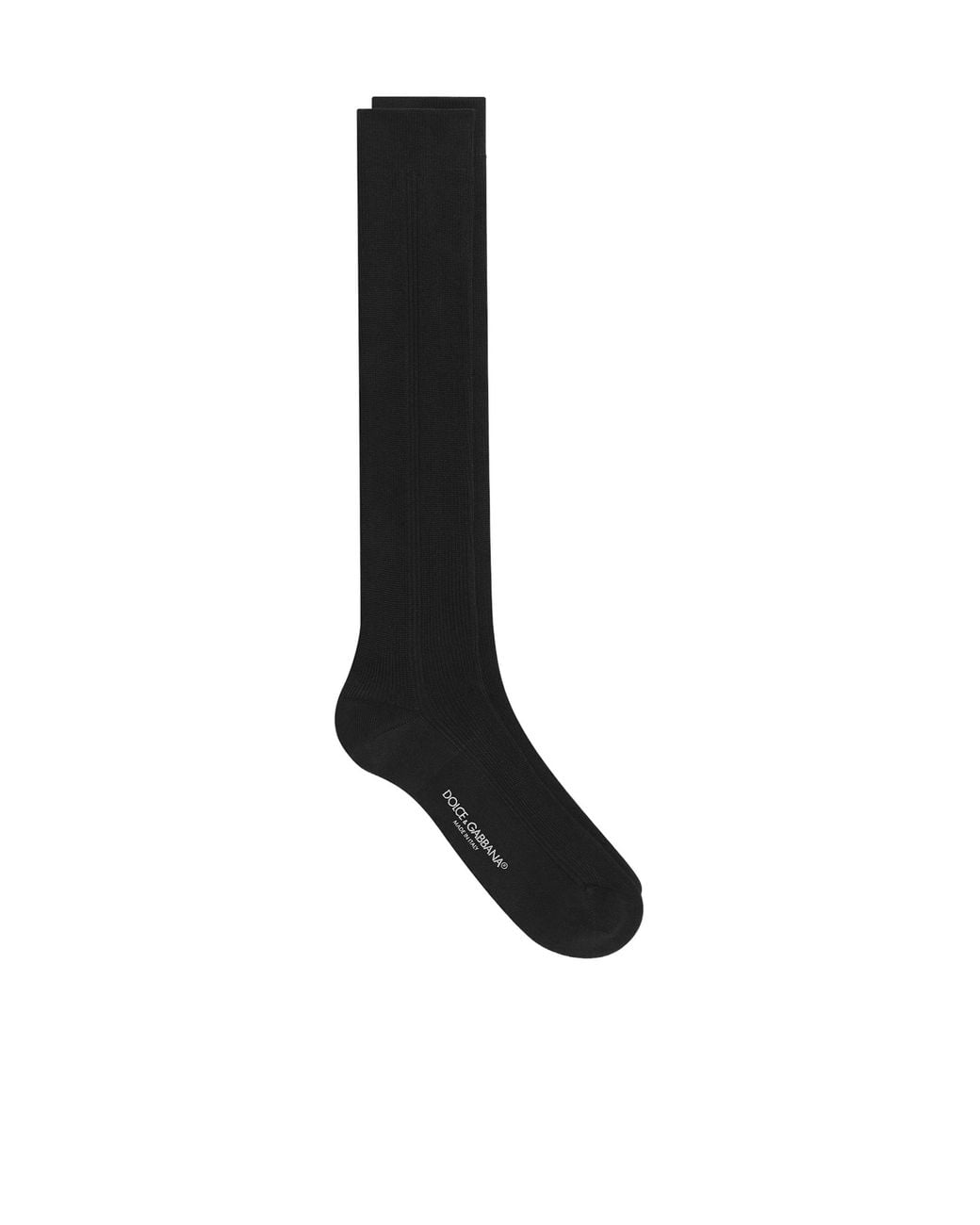 Dolce & Gabbana Black Ribbed Knee-High Socks for men