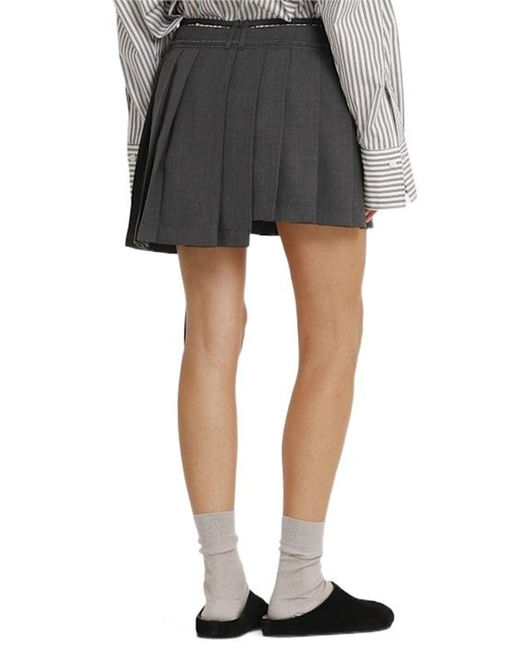 Acne Blue Pleated Wool Blend Mini Skirt