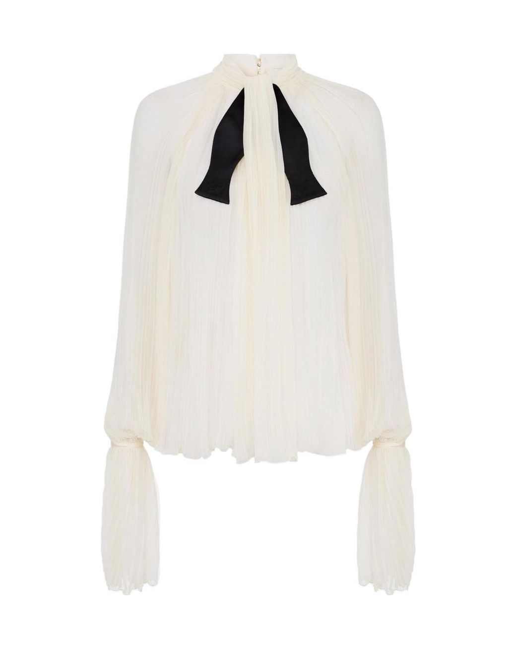 Elisabetta Franchi White Long-Sleeved Pleated Blouse