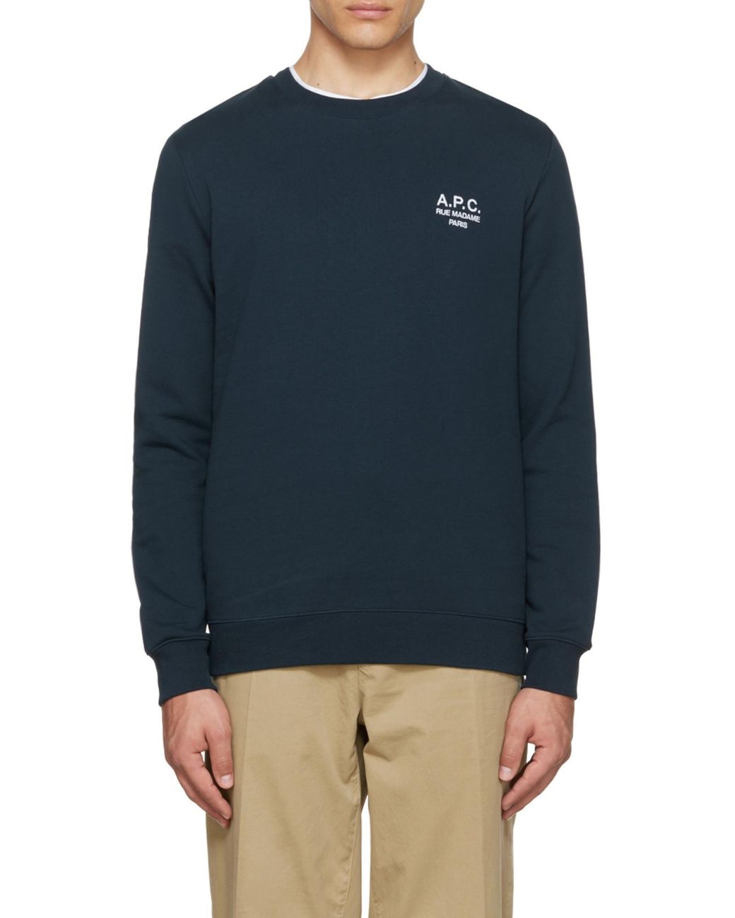 A.P.C. Blue Logo Embroidered Crewneck Sweatshirt for men