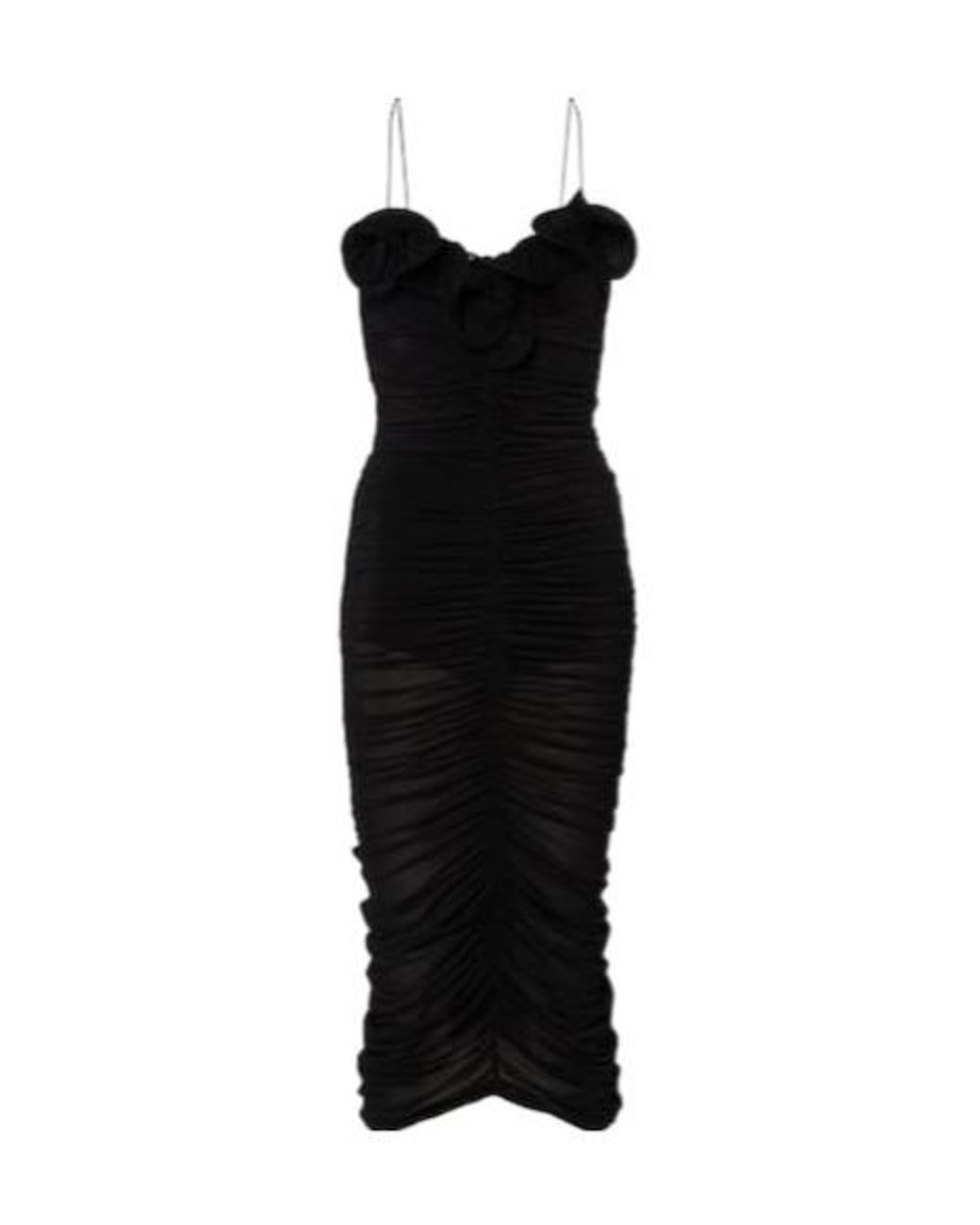 Magda Butrym Black Ruffled Ruched Jersey Midi Dress