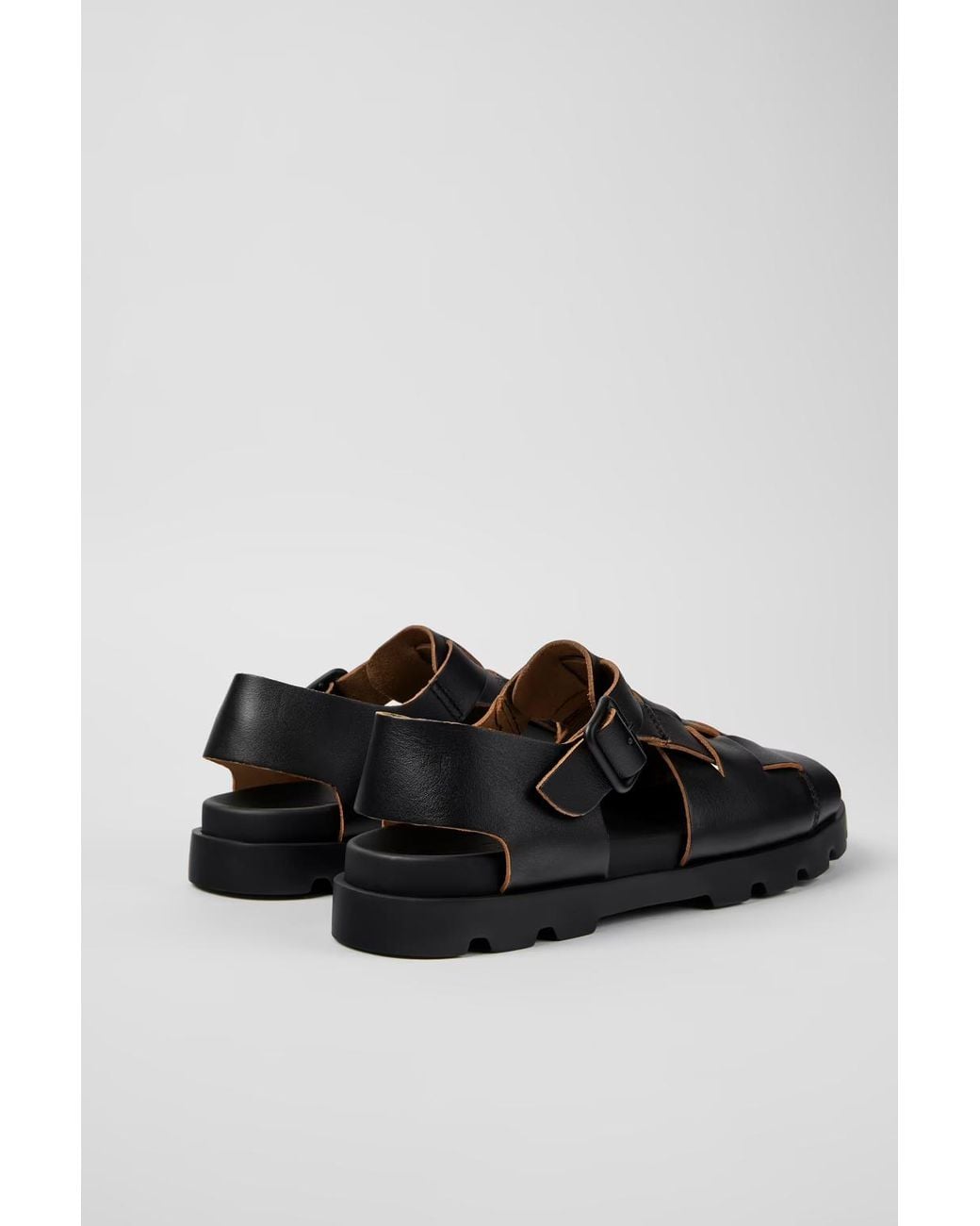 Camper Black Merco Woven Leather Sandals