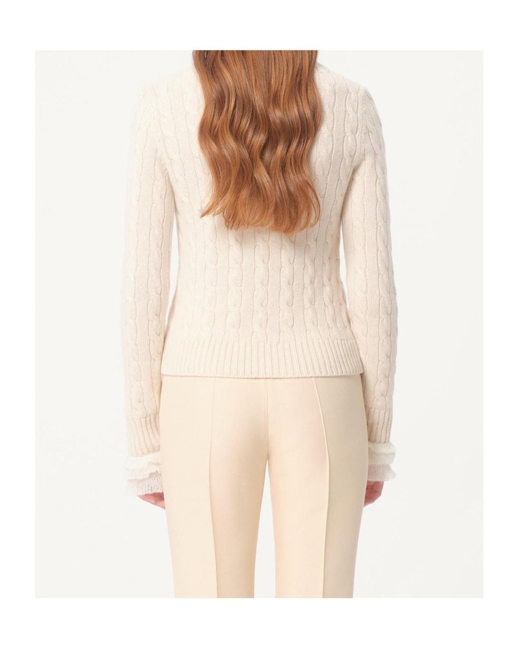 Valentino White Crewneck Long-Sleeved Jumper