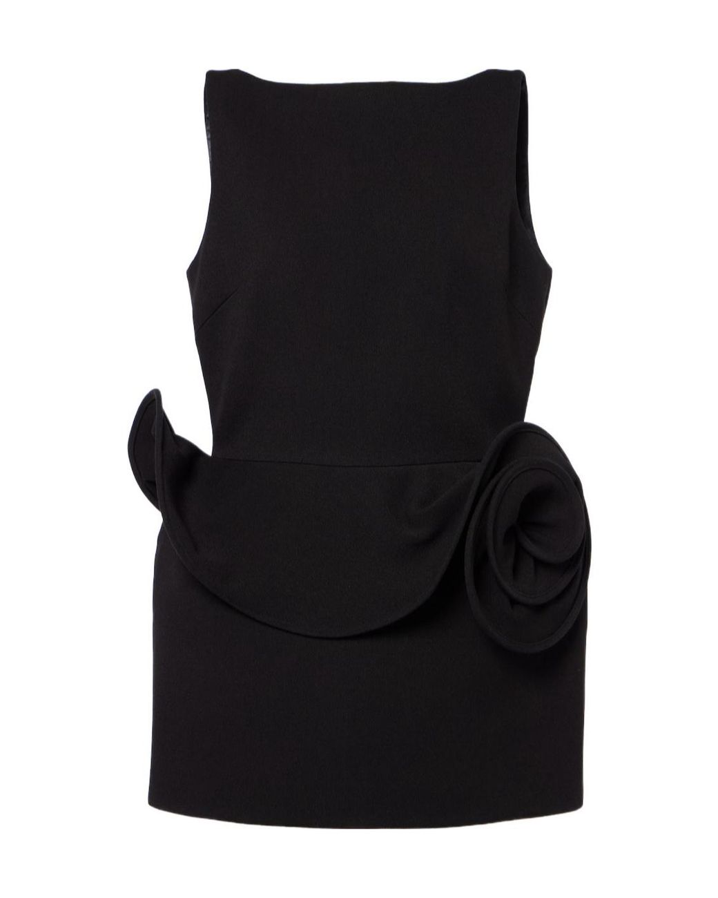 Magda Butrym Black Floral-Applique Ruffled Minidress