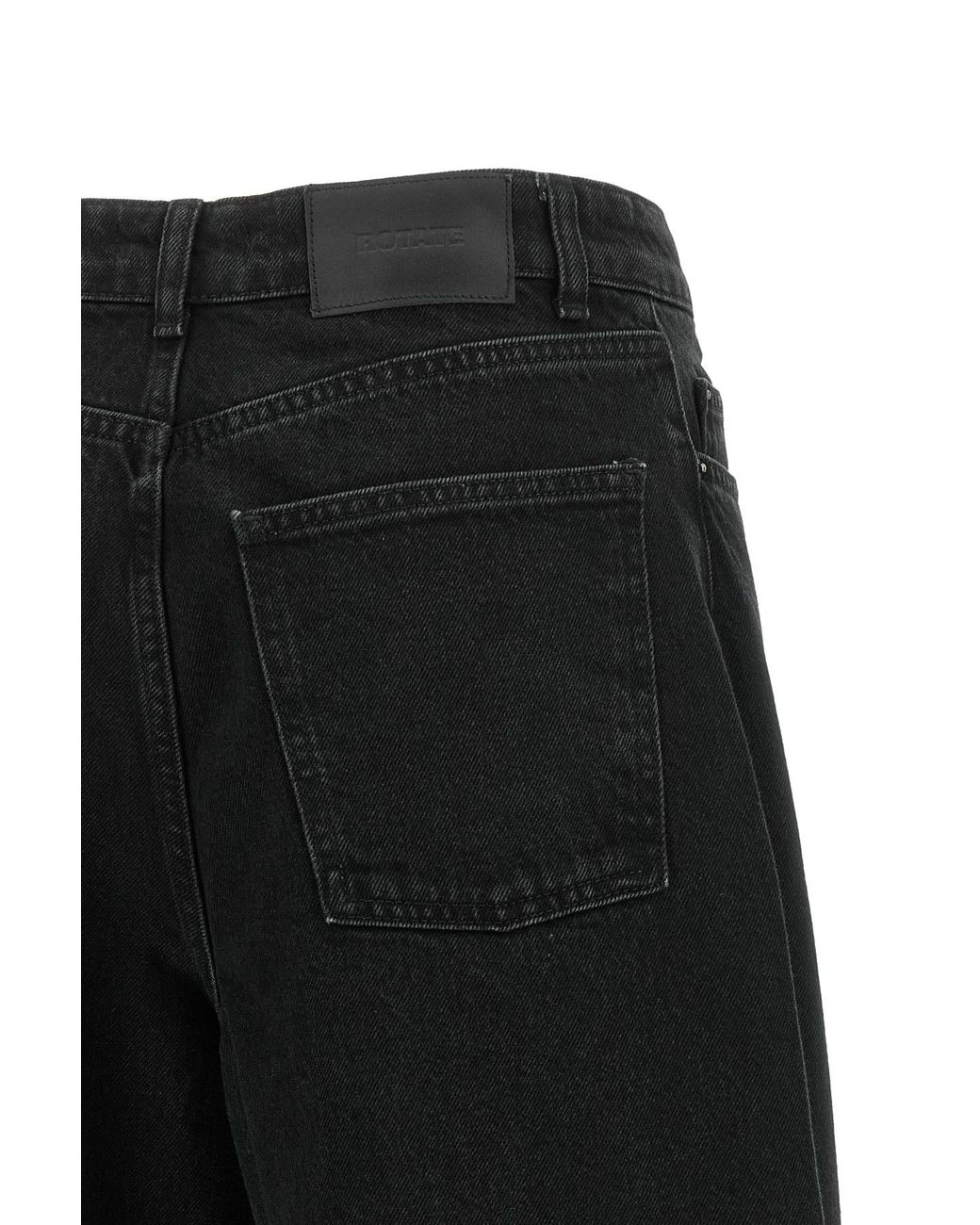 ROTATE BIRGER CHRISTENSEN Black Draped Barrel Leg Denim Jeans