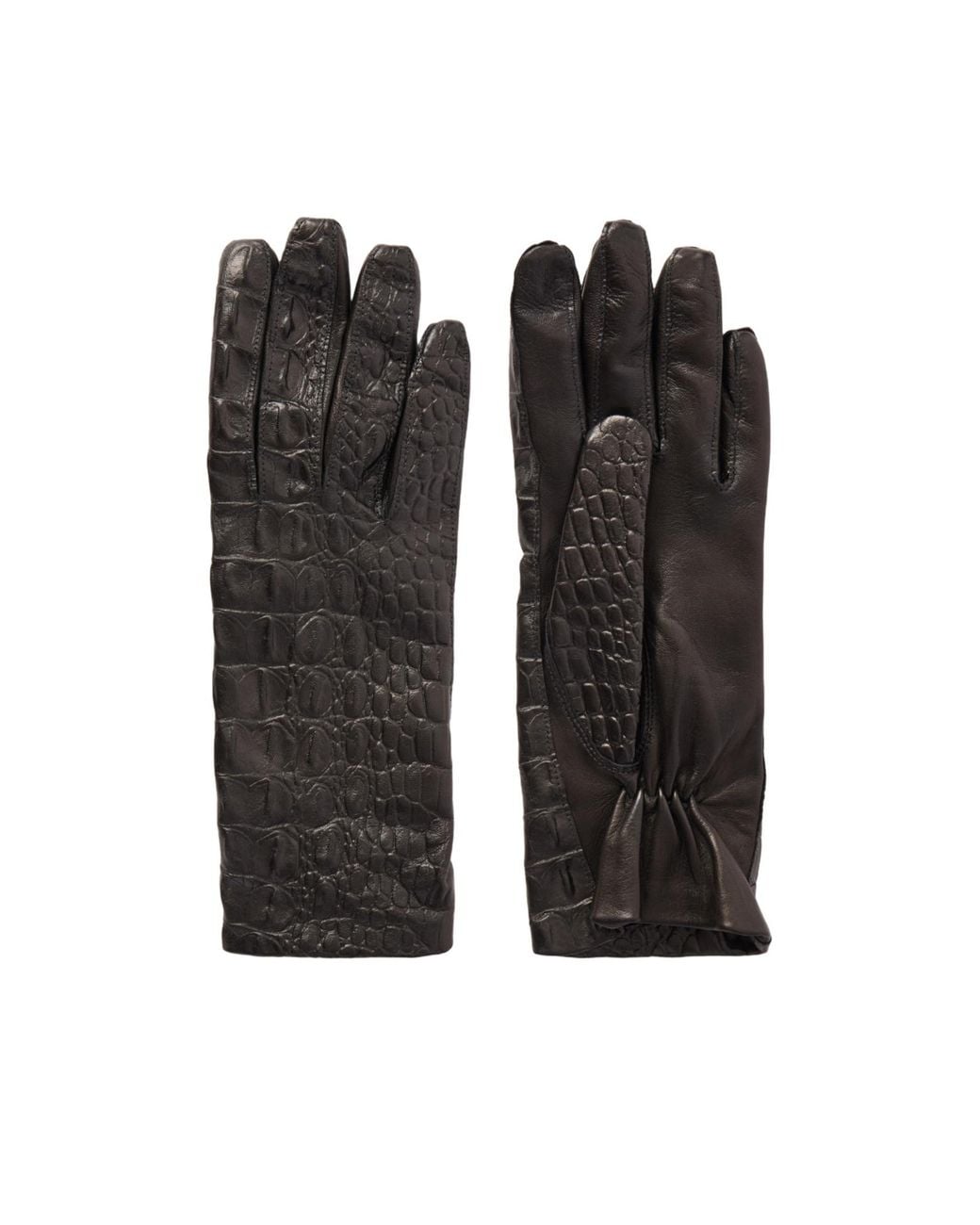 Nour Hammour Black Leather Gloves