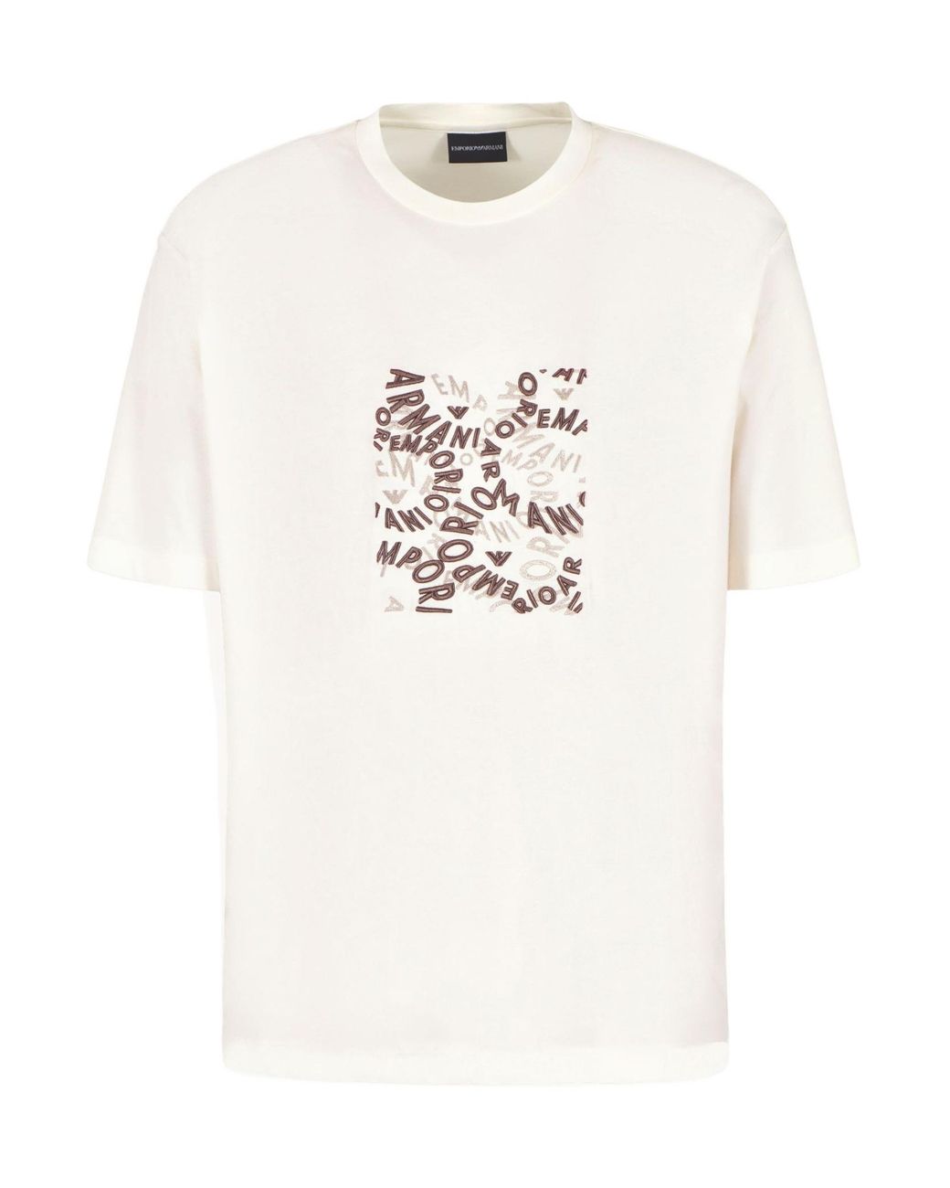 Emporio Armani White Logo-Print Cotton T-Shirt for men