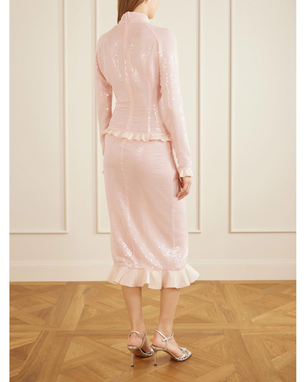Alessandra Rich Pink Silk-Georgette Midi Dress