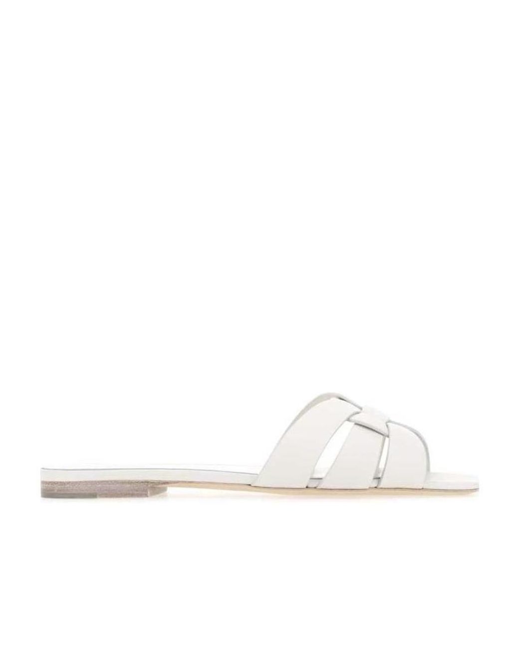Saint Laurent White Tribute Flat Sandals