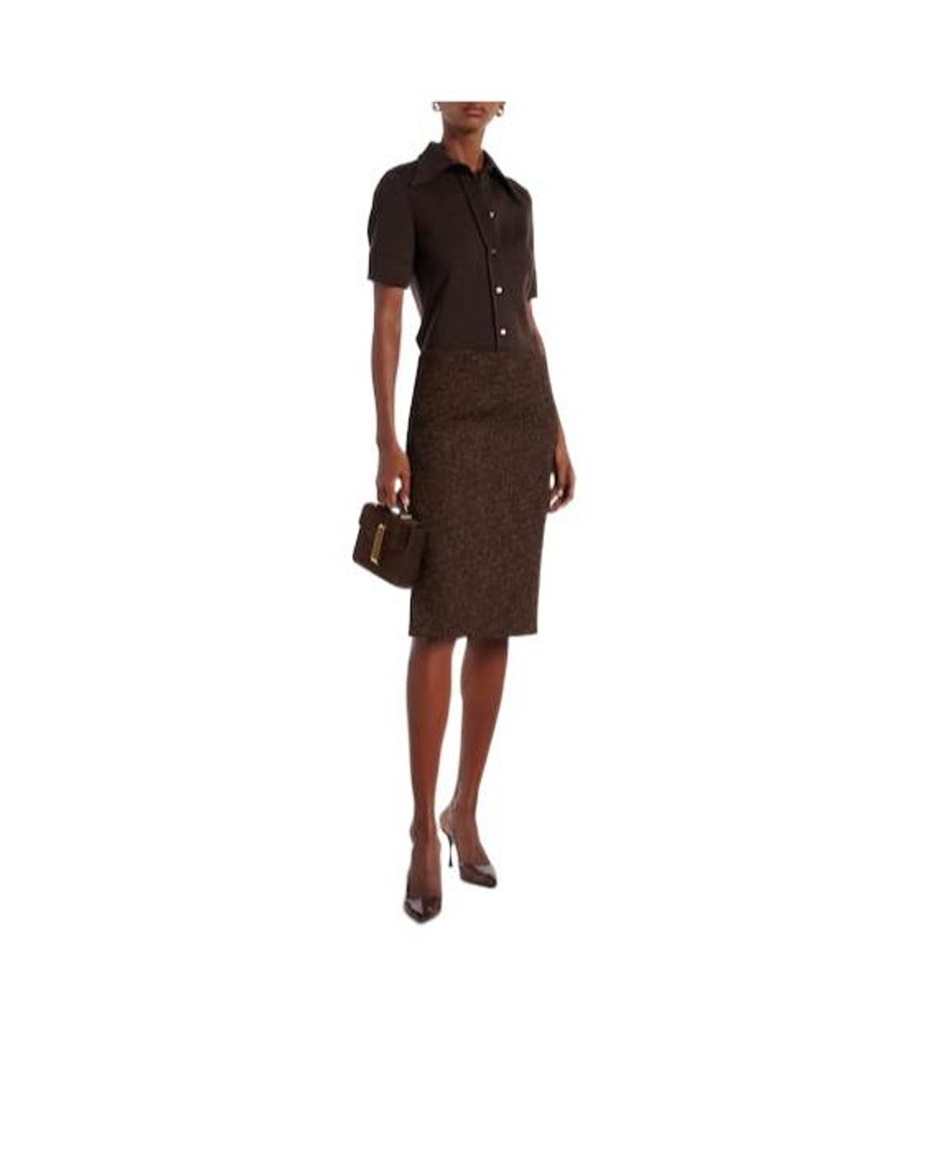 Gianvito Rossi Brown Leather-Trimmed Slingback Pumps
