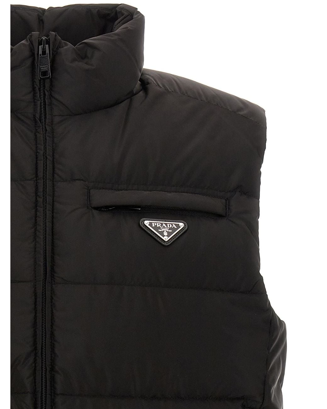 Prada Black Triangle-Logo Padded Gilet for men