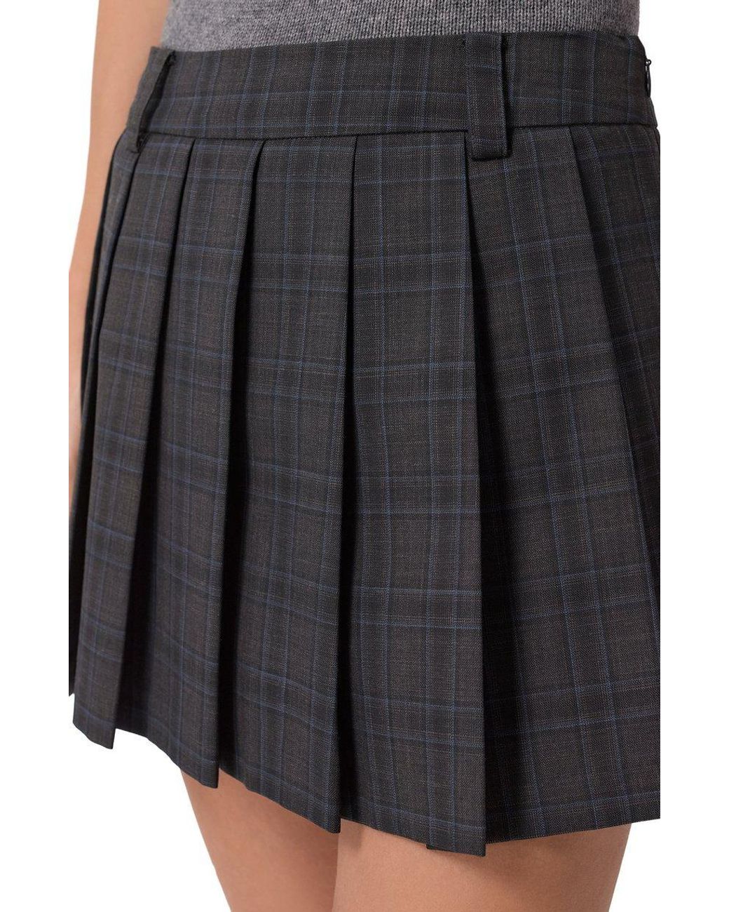 DUNST Black Pleated Checked Mini Skirt