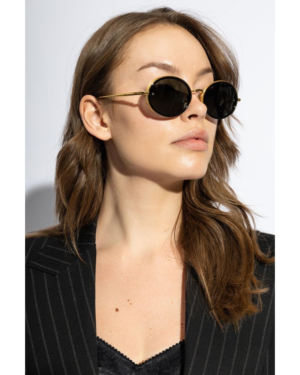 Linda Farrow White Finn Oval Frame Sunglasses for men