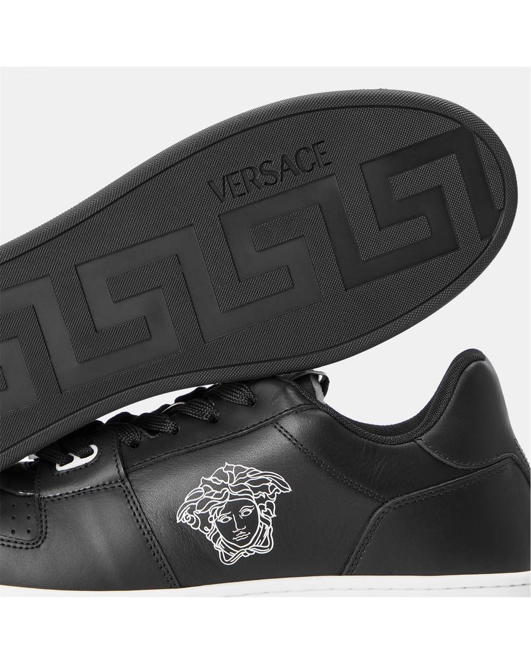 Versace Gray Logo Low-Top Sneakers for men