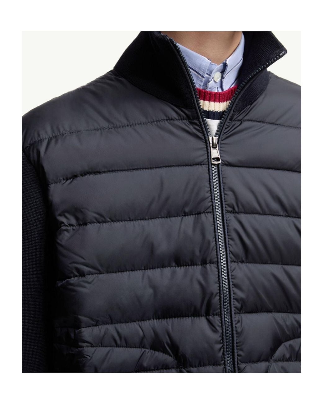Moncler Blue Padded Zip-Up Cardigan for men