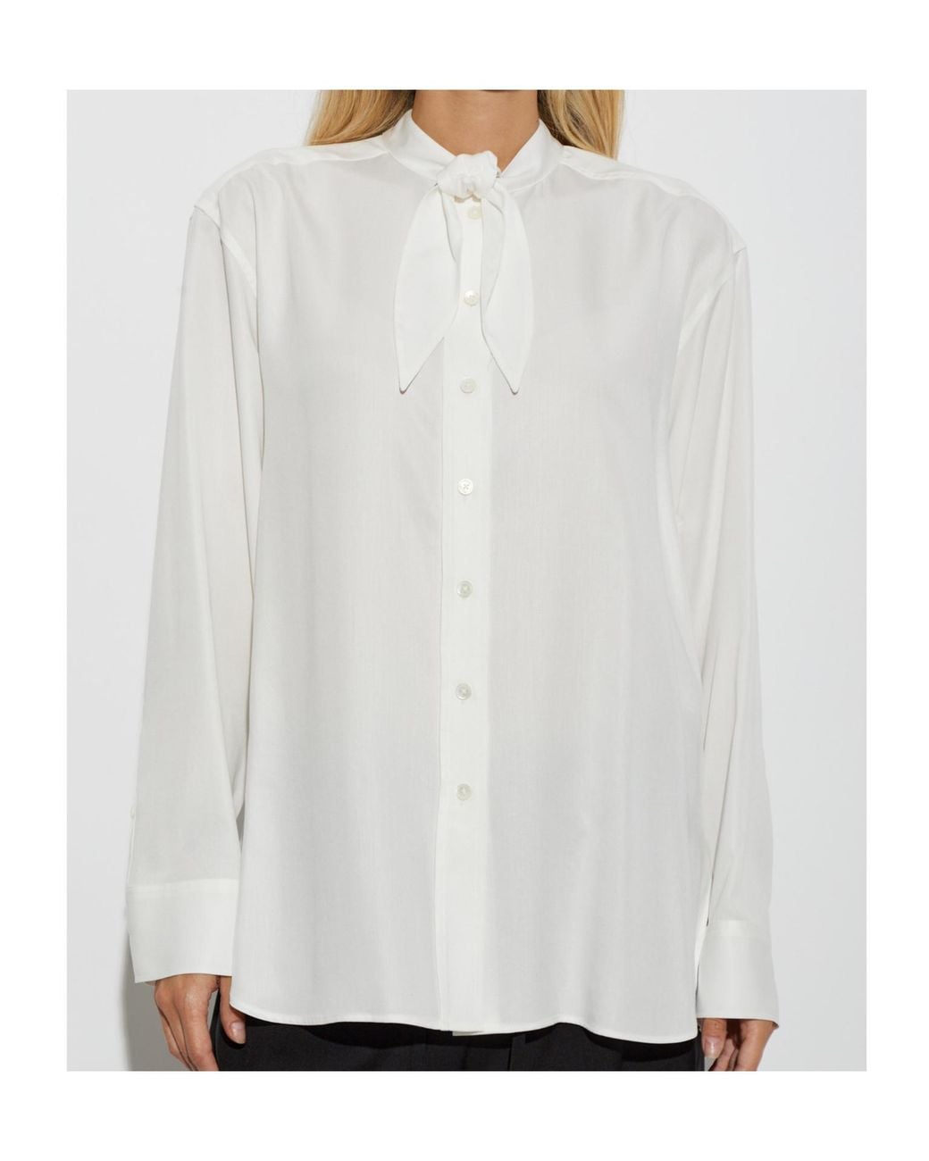 Paul Smith White Tie-Neck Oversized Shirt