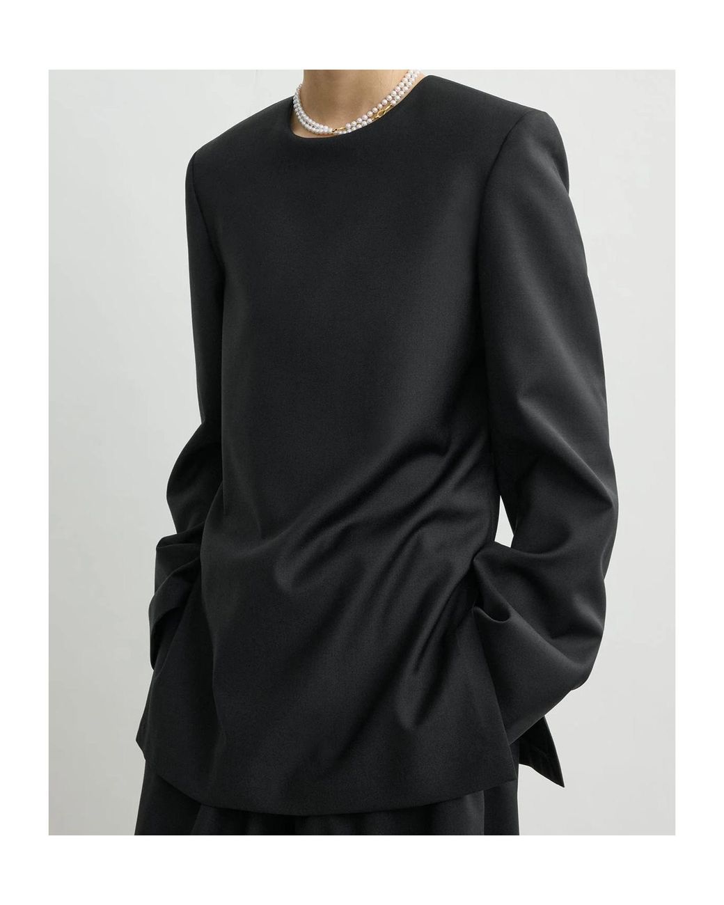 Totême Black Totême Structured Long Sleeved Top
