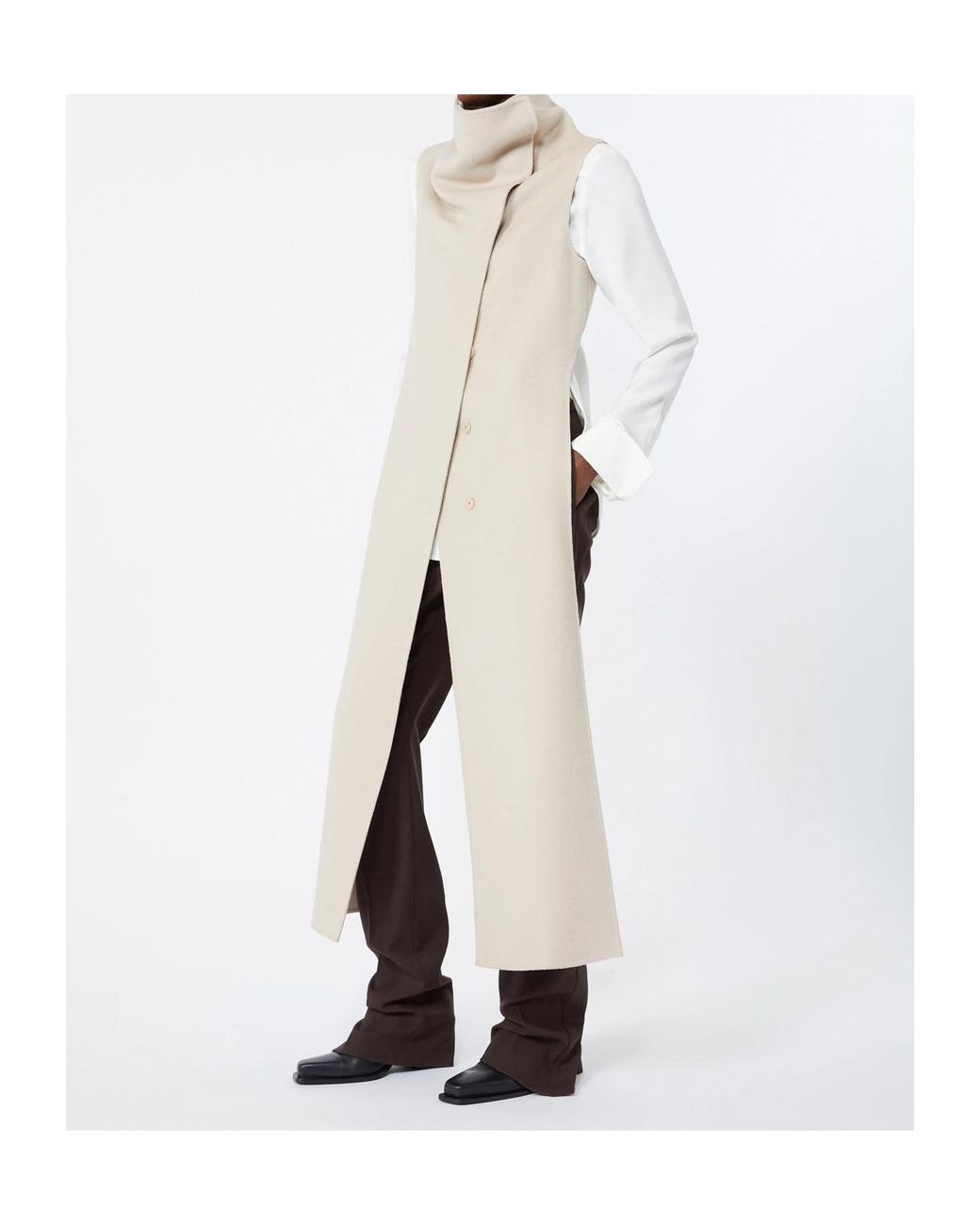 Sportmax White Long Pure Wool Coat