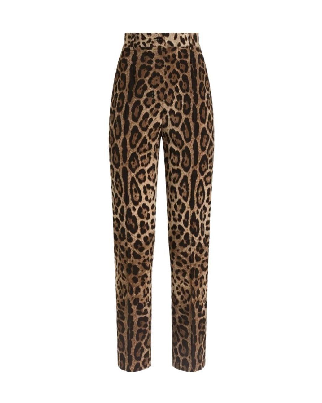 Dolce & Gabbana Brown Leopard Printed Trousers