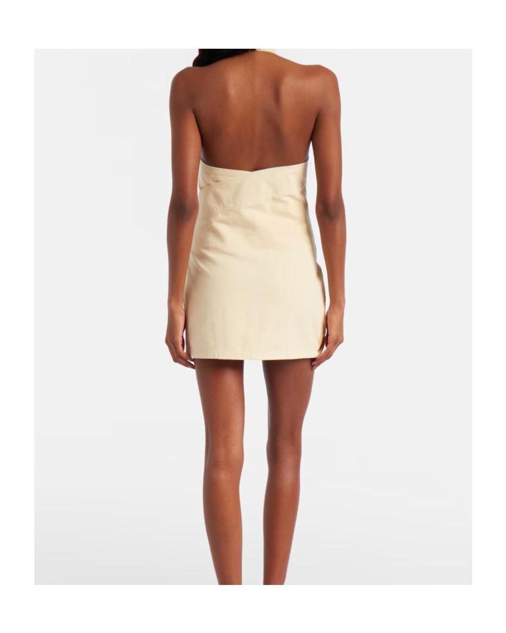 Magda Butrym Natural Floral-Appliqué Denim Minidress
