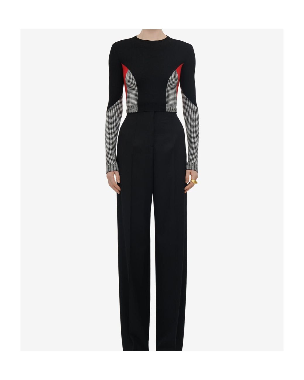 McQueen Black Dogtooth Color-Block Pullover