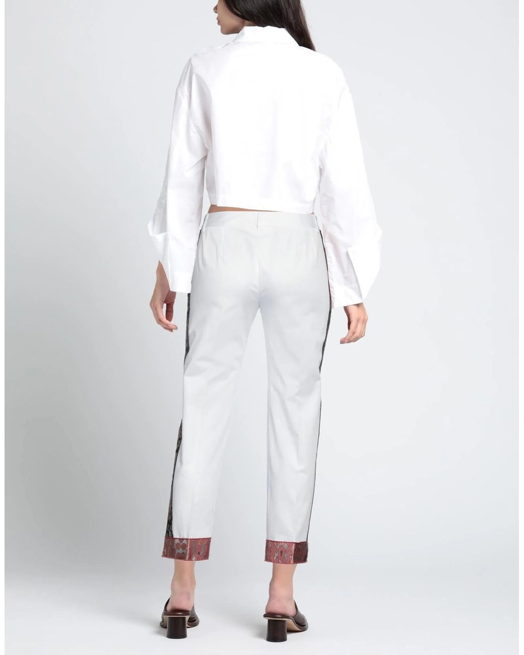 Dolce & Gabbana White Solid Color Side Stripe Casual Pants