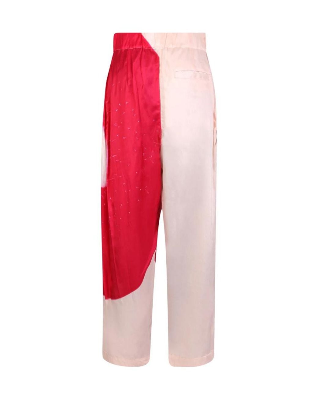 Pleats Please Issey Miyake Red Colour-Block Cropped Trousers