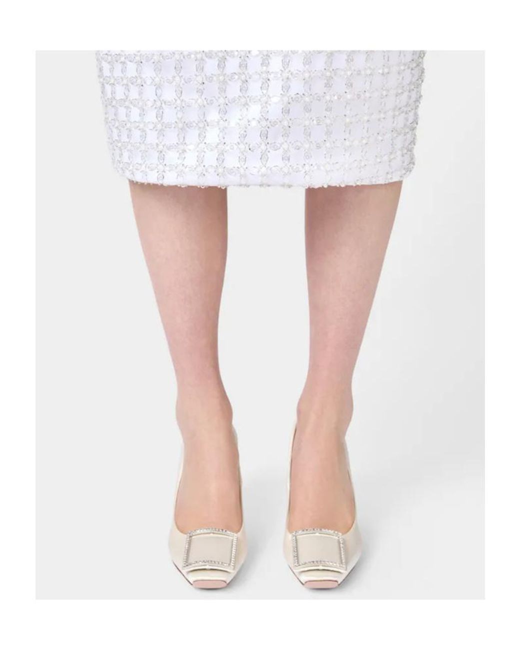 Roger Vivier White Trompette Satin Pumps