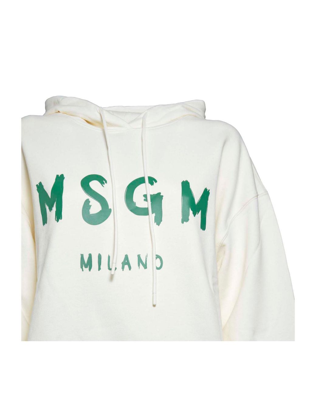 MSGM White Logo Printed Drawstring Hoodie