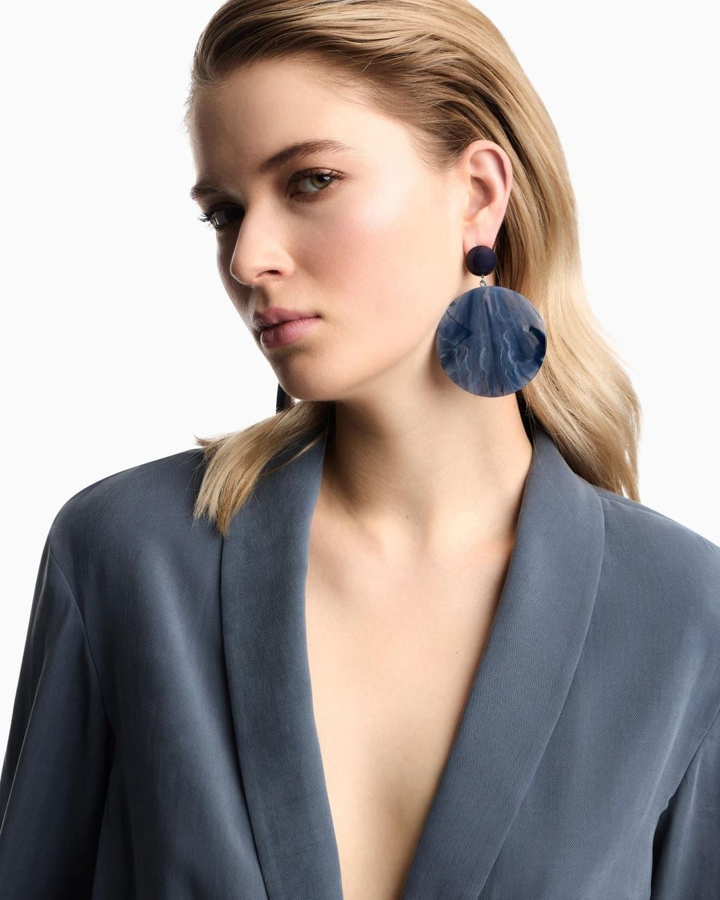 Emporio Armani Blue Marbled-Effect Drop Earrings