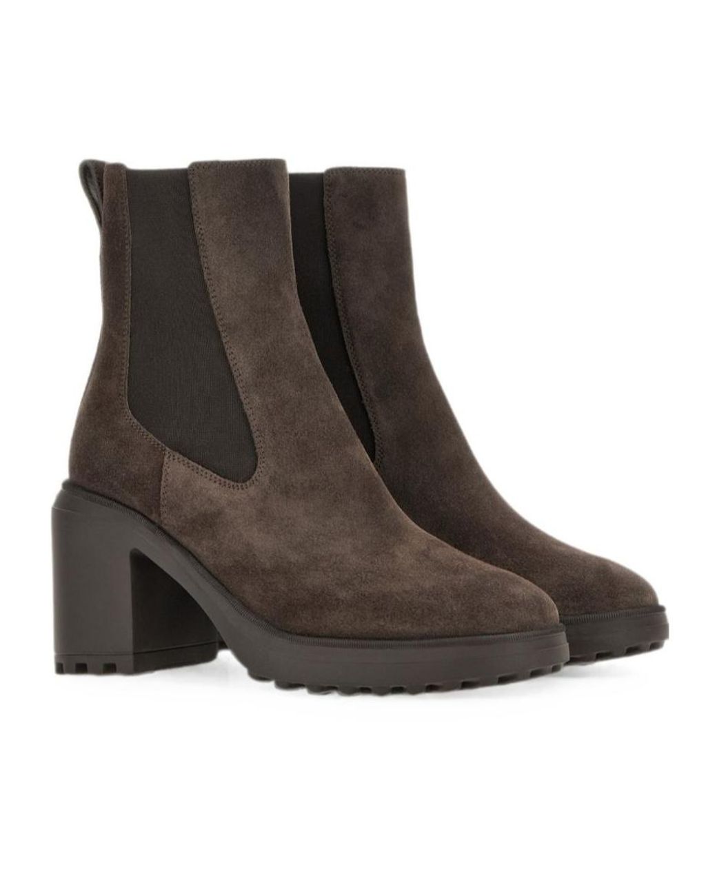 Hogan Brown Block Heel Chelsea Boots