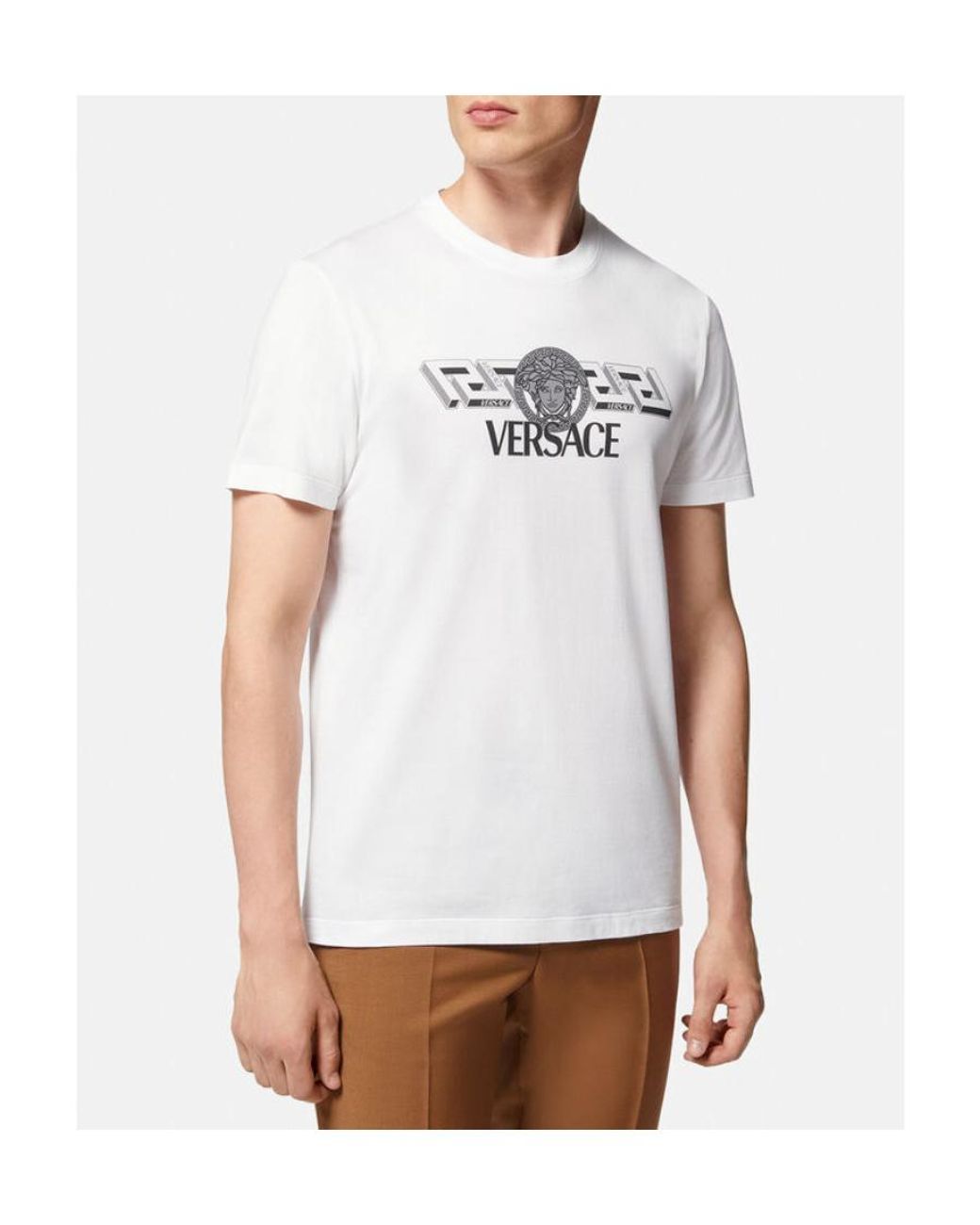 Versace White Logo-Print T-Shirt for men
