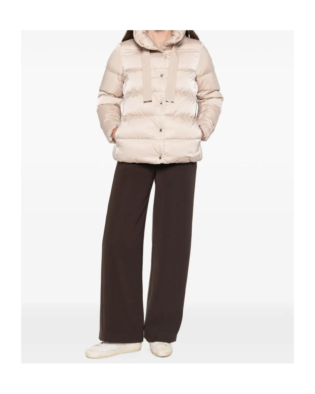 Herno Natural Quilted Long-Sleeve Down Jacket