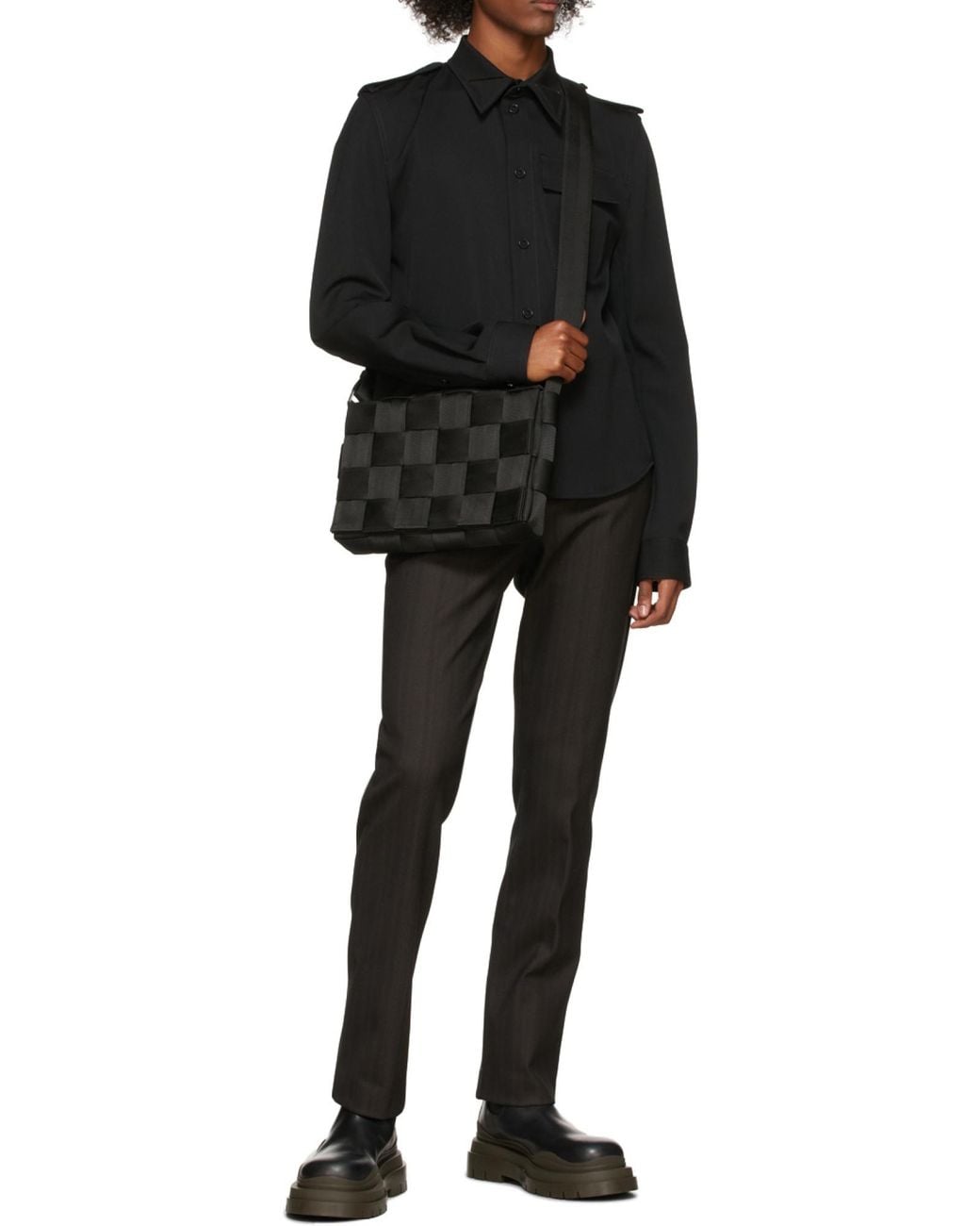 Bottega Veneta Black Tire Chelsea Boot for men