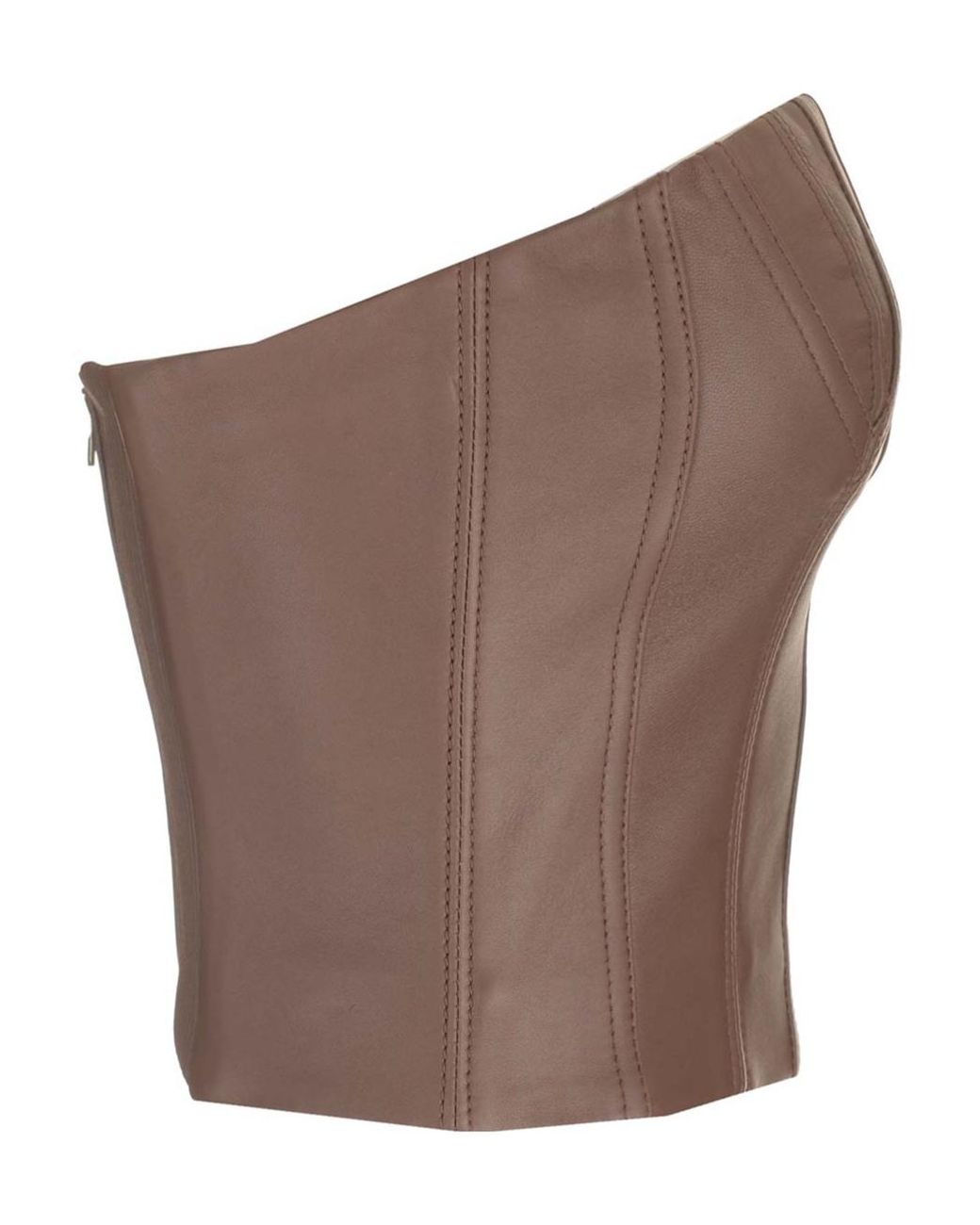 Amiri Brown Strapless Leather Busiter Top