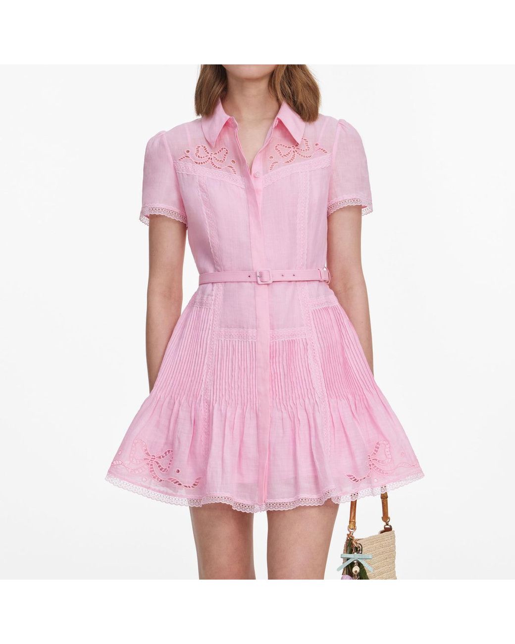 Self-Portrait Pink Embroidered Mini Dress