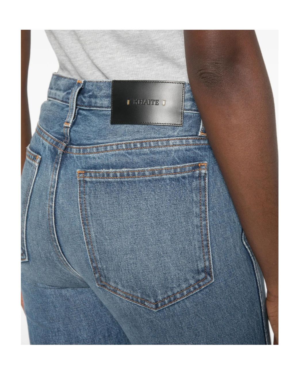 Khaite Blue Finley Faded-Effect Distressed Jeans
