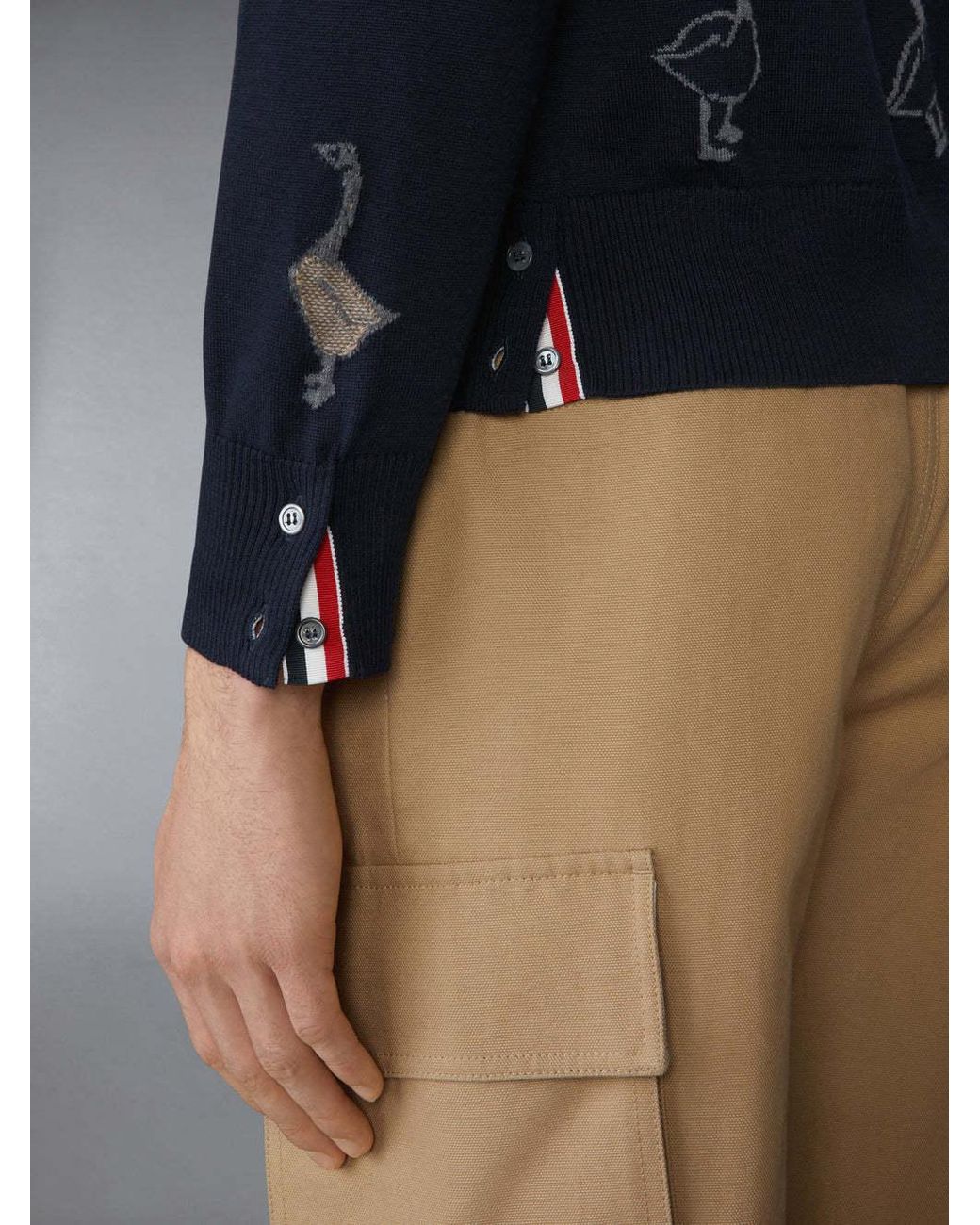 Thom Browne Blue Long-Sleeved Crewneck Jumper for men