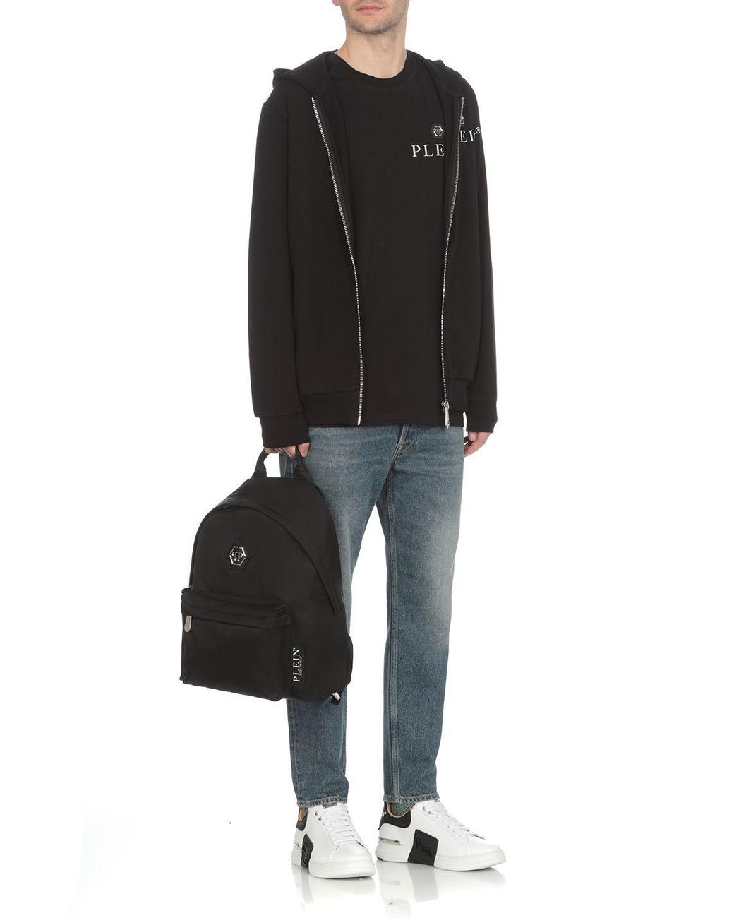 Philipp Plein Black Logo Printed Crewneck T-Shirt for men