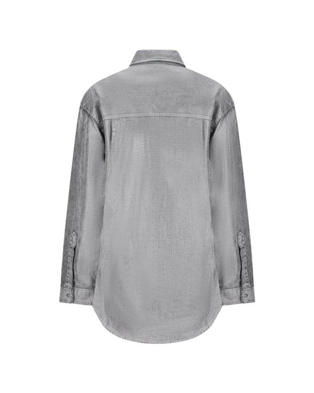 DARKPARK Gray Anne Flock Denim Lurex Tailored Shirt