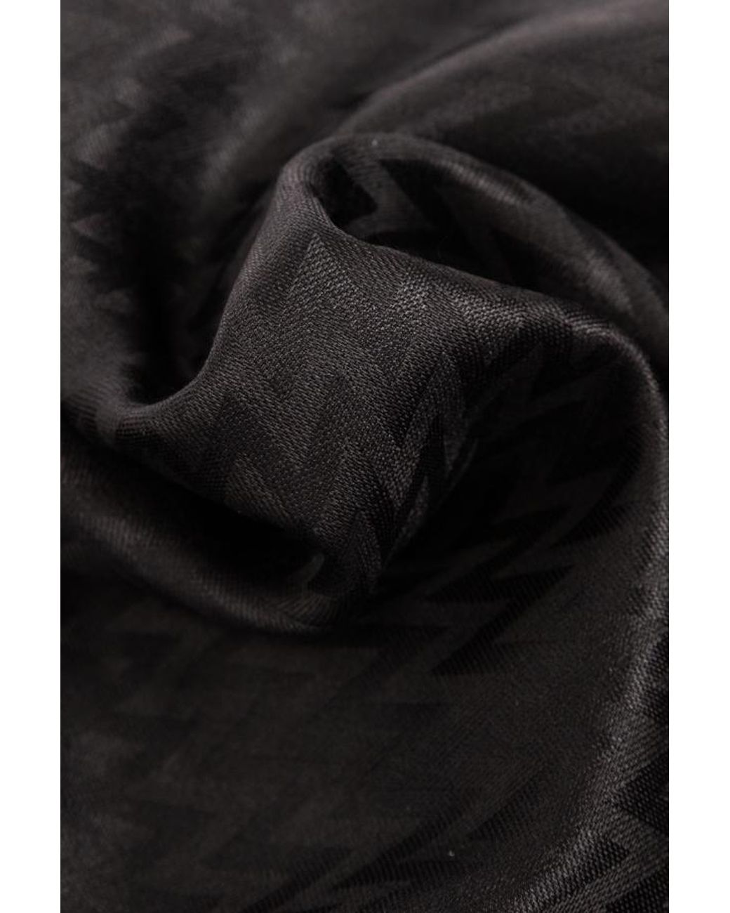 Lanvin Black Logo-Jacquard Frayed Edge Scarf