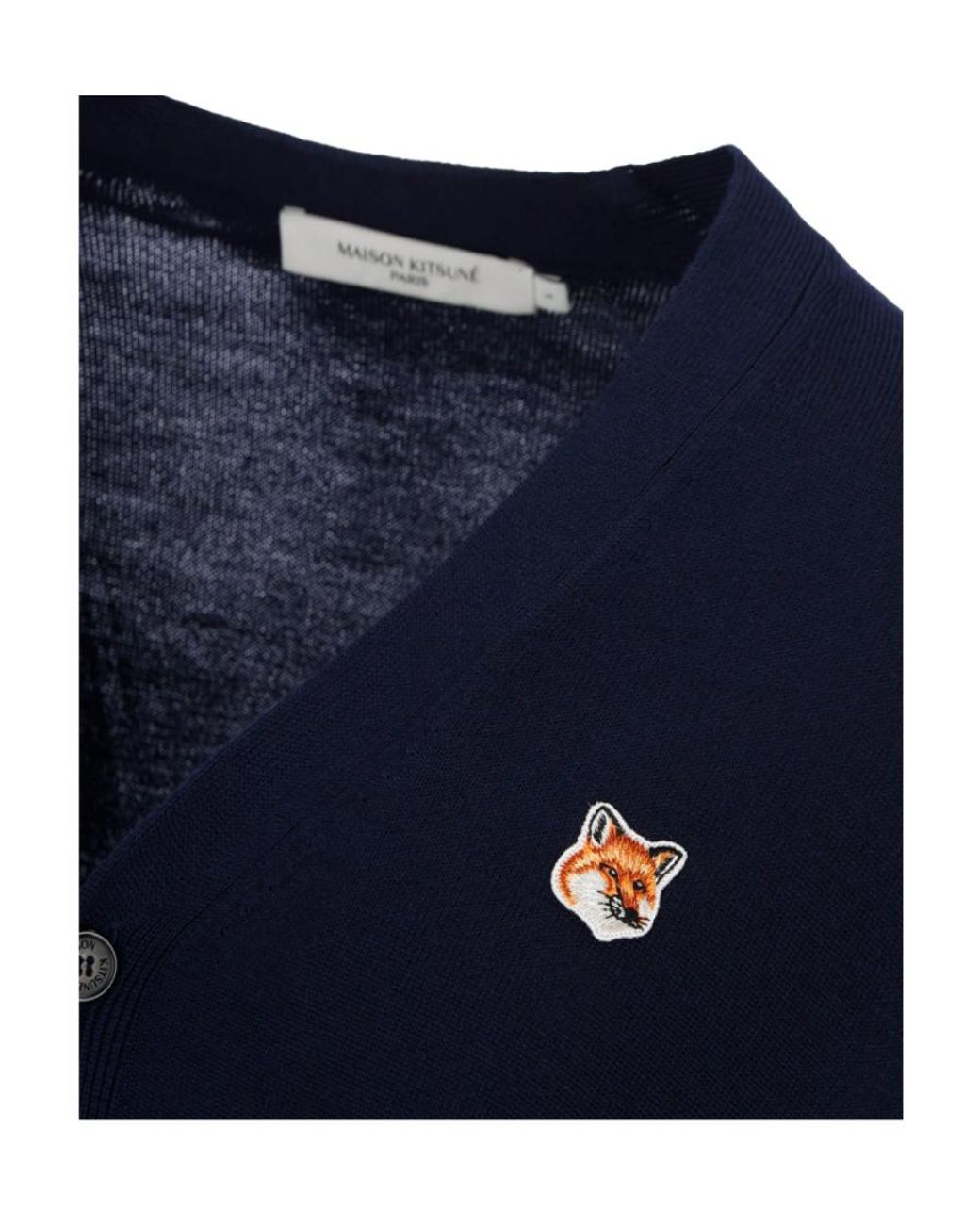 Maison Kitsuné Blue Maison Kitsuné V-Neck Long-Sleeved Cardigan for men