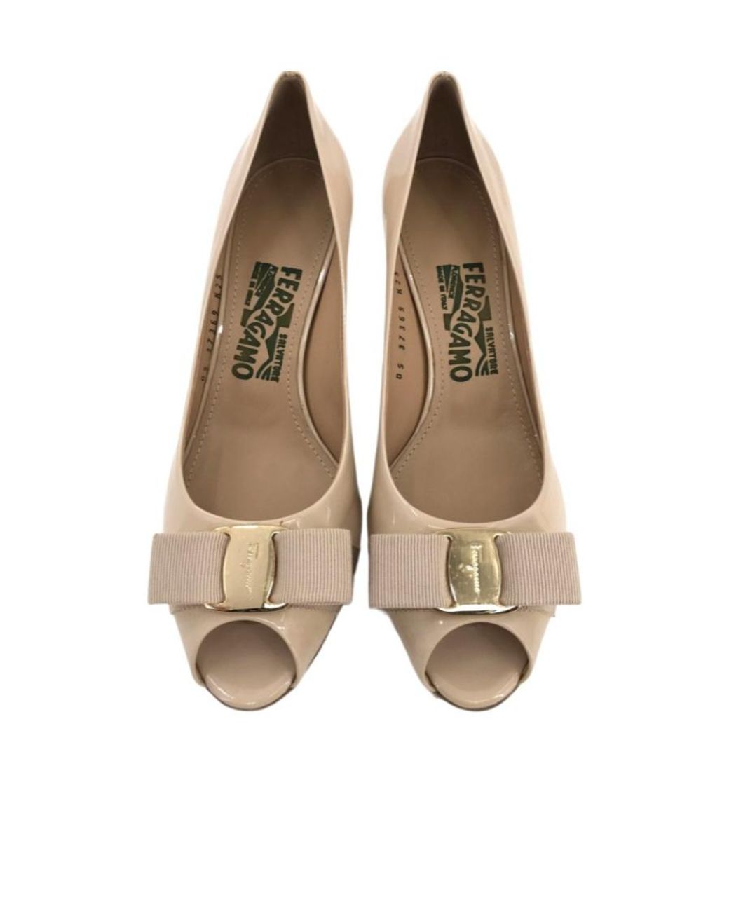 Ferragamo Metallic Logo Open-Toed Heels