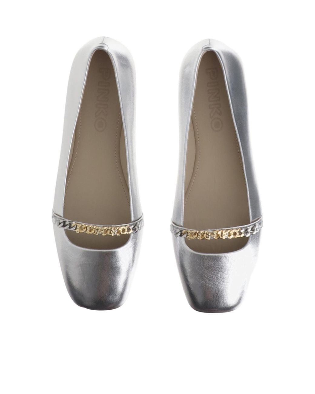Pinko White Embellsihed Ballet Flats