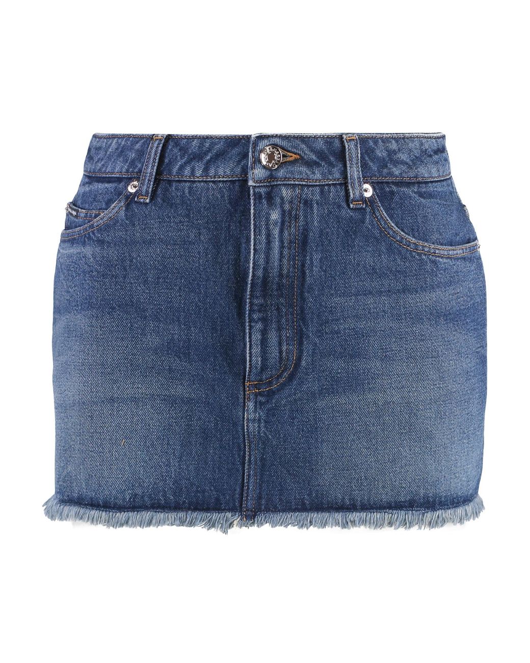 Dolce & Gabbana Blue Frayed Hem Denim Mini Skirt