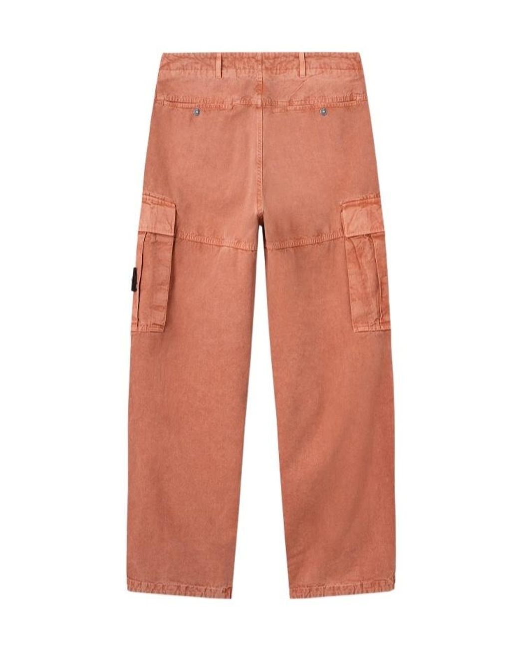 Stone Island Orange Loose-Fit Cargo Trousers With Drawstring Cuffs for men