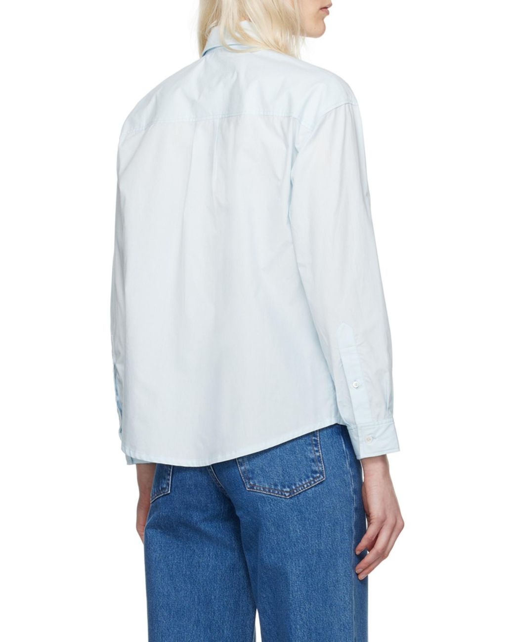 A.P.C. Blue Boyfriend Logo-Embroidered Buttoned Shirt
