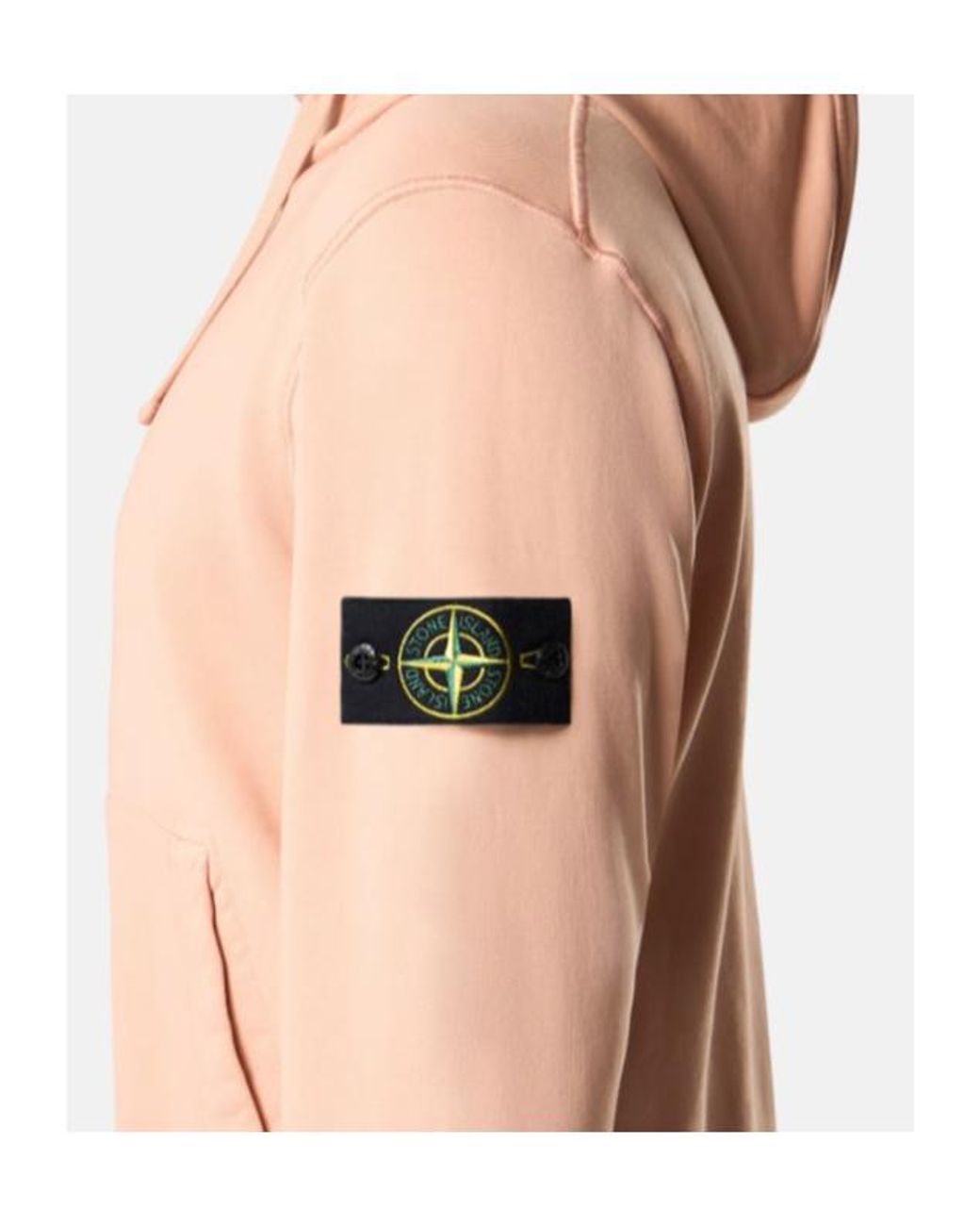 Stone Island Pink Logo Patch Drawstring Hoodie for men