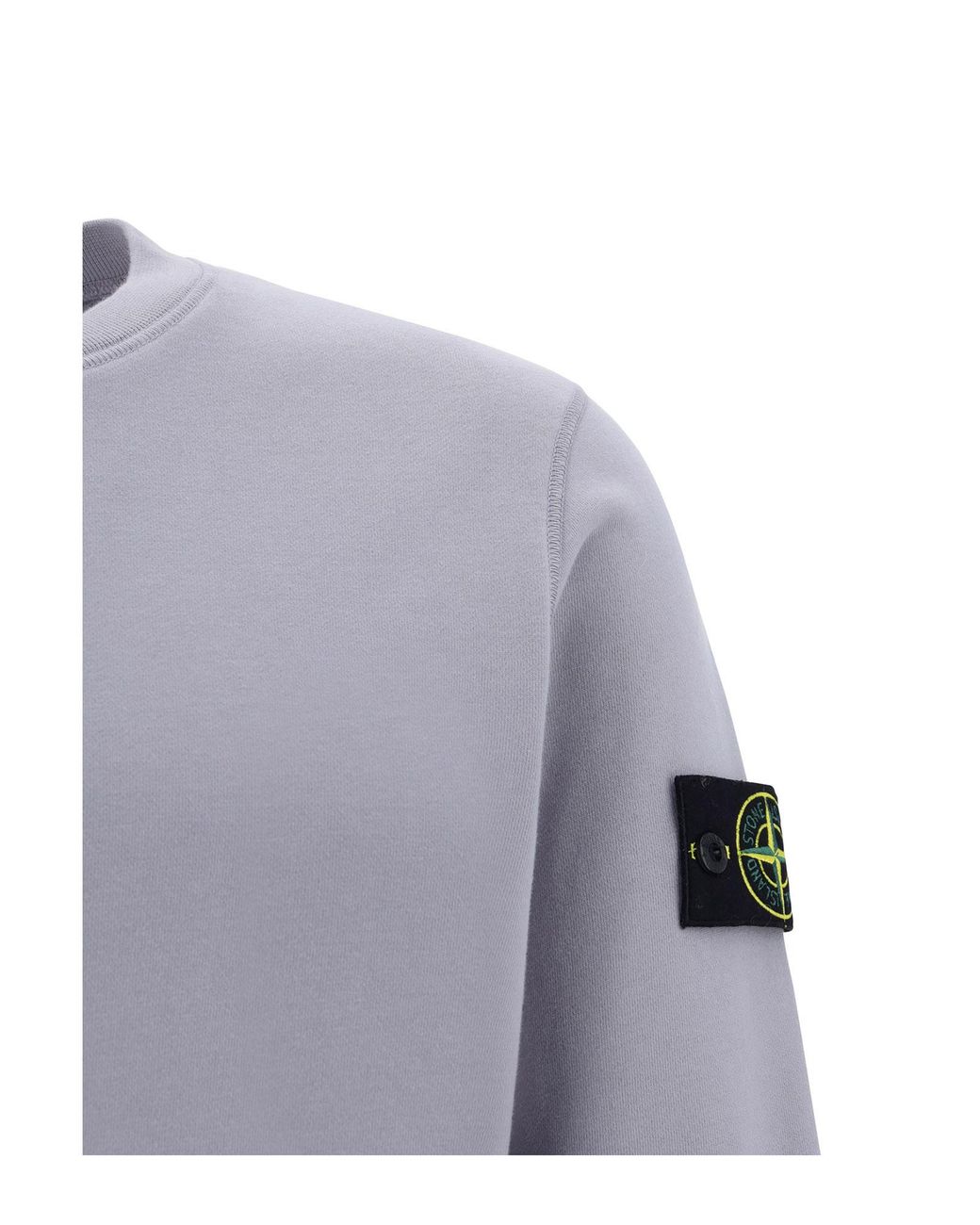 Stone Island Gray Compass Patch Crewneck Sweatshirt for men